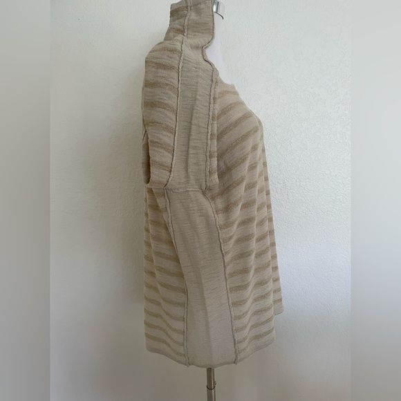 NWT Chico's 3 (XL) Beige Glitzy Stripe Peyote Champagne Pullover Sweater 79984 - Picture 5 of 12